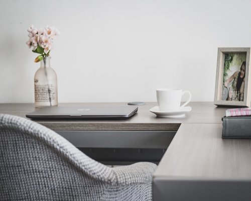 Organizing the morning at a home desk