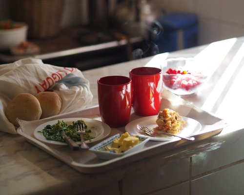 Home breakfast with simple local bread in Chile